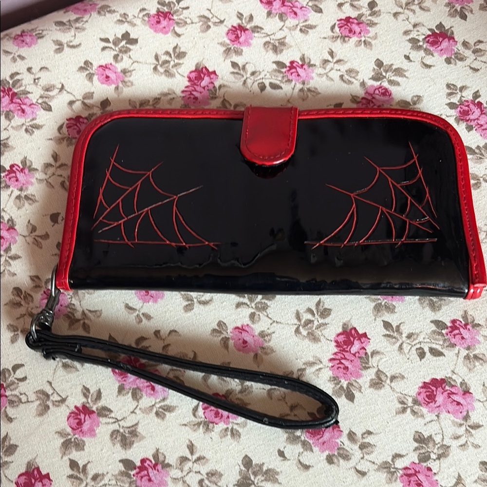 Black and Red Spider Web Wallet/Wristlet